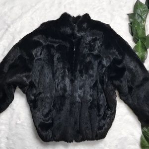 Vintage Black Rabbit Fur Zip Furrier Made Coat Vintage Black Rabbit Fur Zip Furrier Made Coat